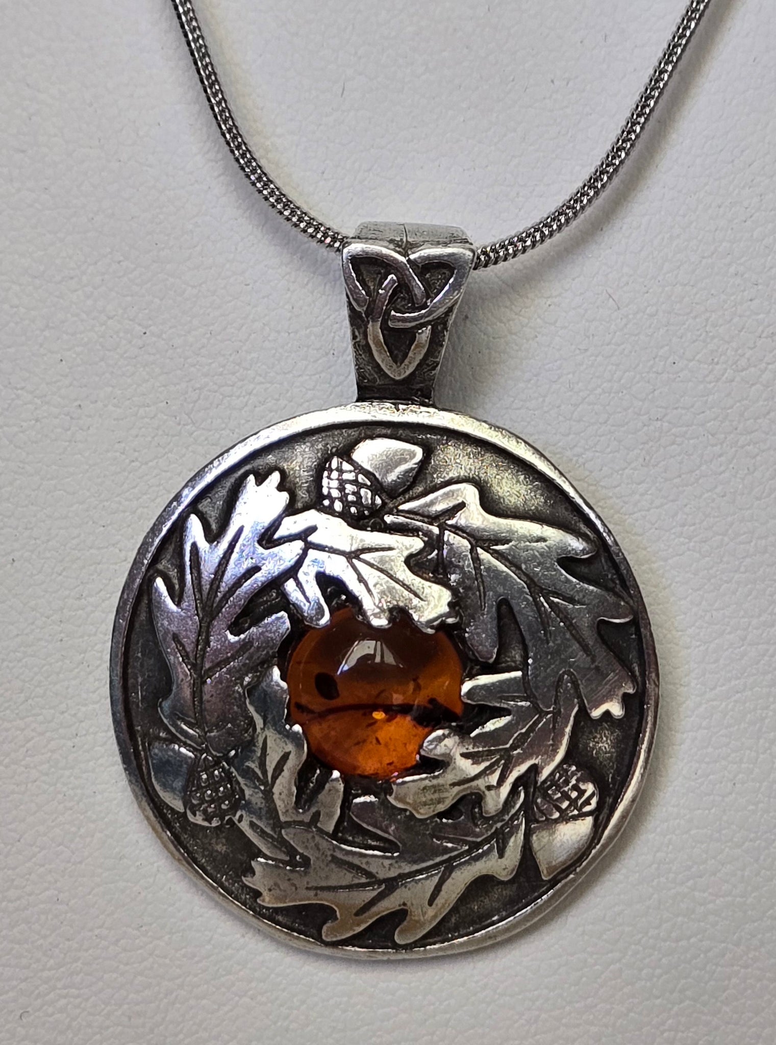 Abundance Pendant Oak & Acorns w/AMBER