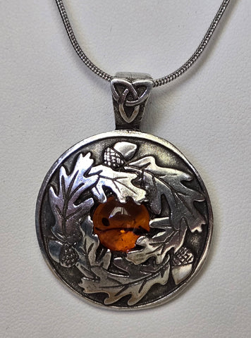 Abundance Pendant Oak & Acorns w/AMBER