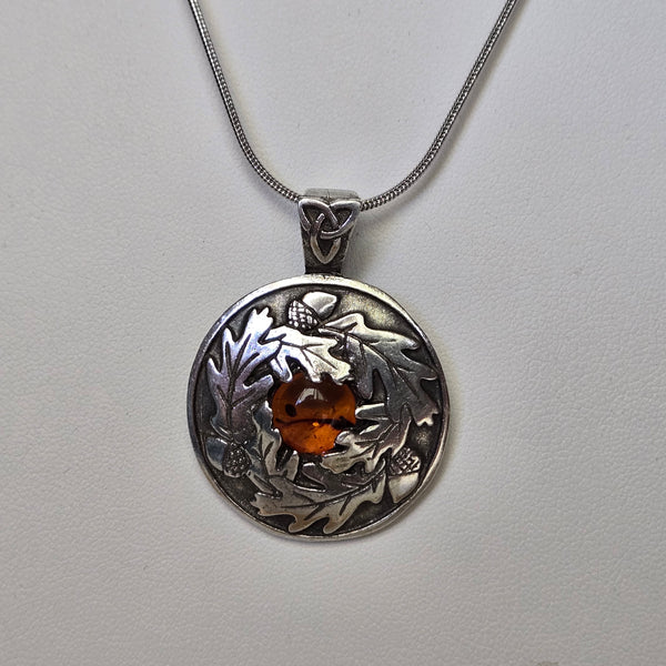 Abundance Pendant Oak & Acorns w/AMBER