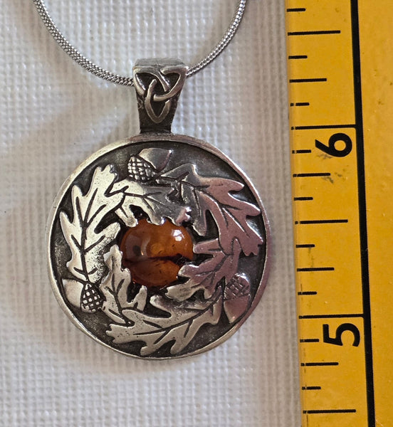 Abundance Pendant Oak & Acorns w/AMBER