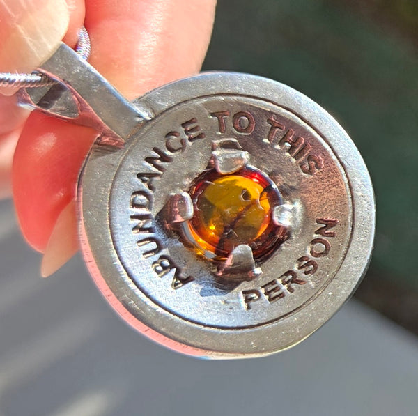 Abundance Pendant Oak & Acorns w/AMBER