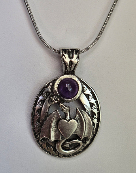 Dragon Strong Pendant w/Amethyst Gemstone