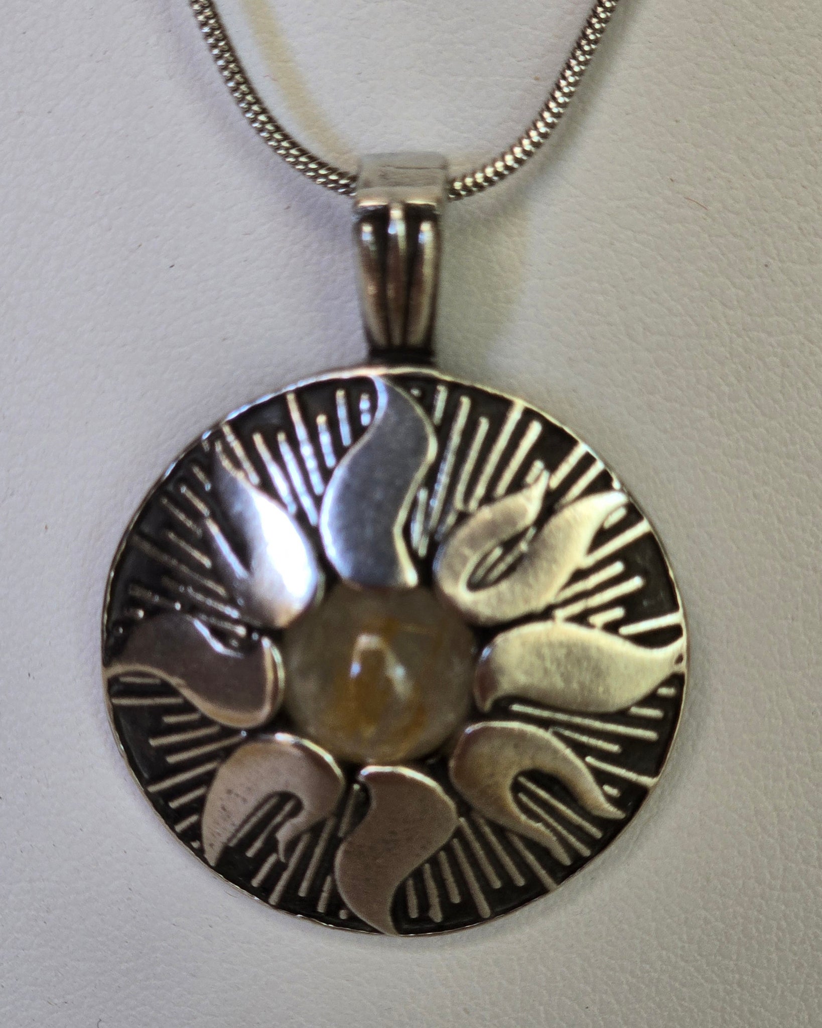 Sunlight Clarity Pendant w/Sun & Rutilated Quartz