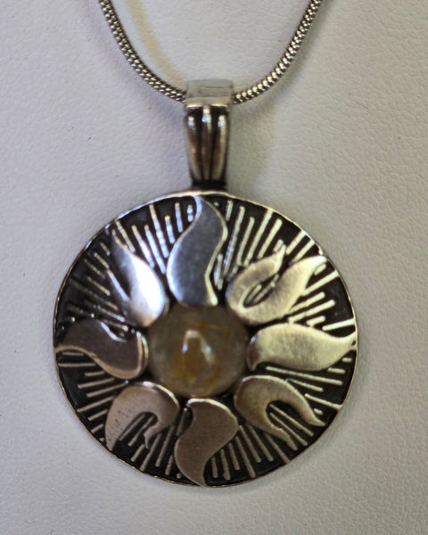 Sunlight Clarity Pendant w/Sun & Rutilated Quartz
