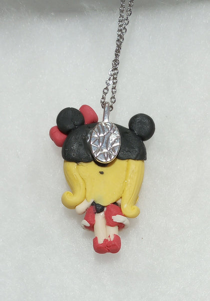 Girl-Blonde W/Mouse Ears & Cone Clay Pendant