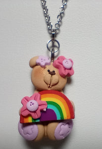 Pink Rainbow Bear Pendant #1