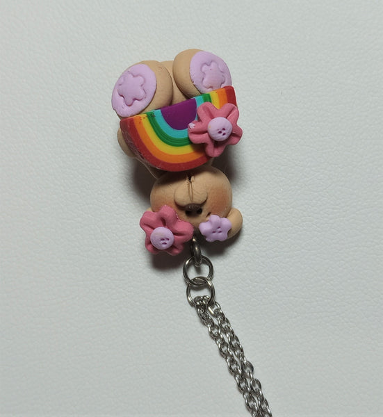 Pink Rainbow Bear Pendant #1